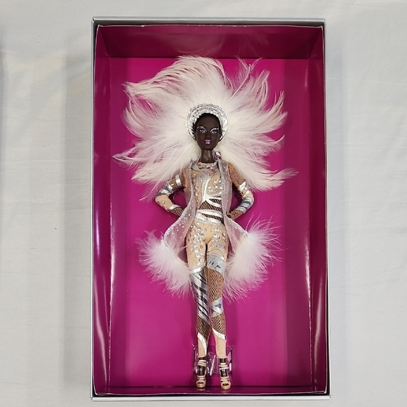 Barbie Other - Stephen Borrows "Pazette" Fashion Doll Tan Silver Feathered Outfit NRFB NIB